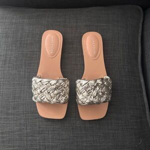 Marc Fisher Gold Braided Slide Sandals